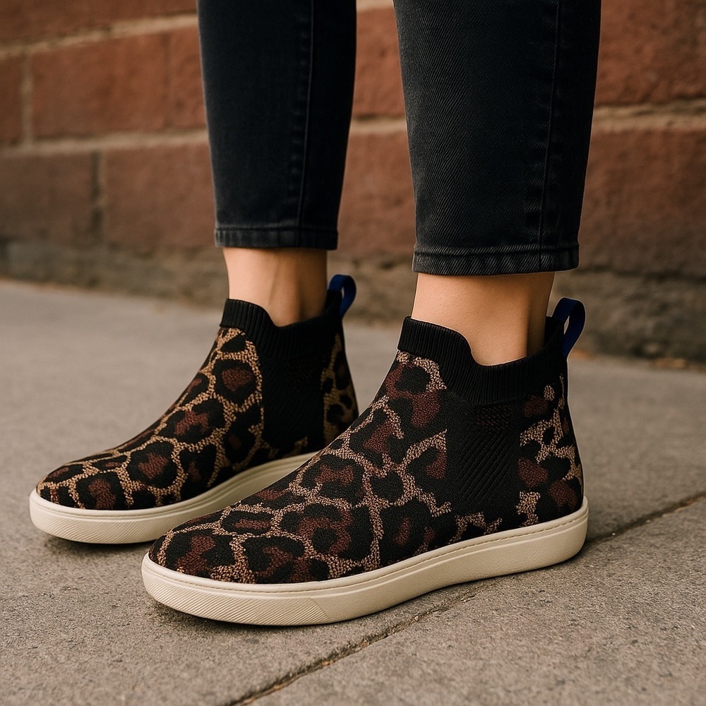 Rothy’s The Chelsea Wildcat Cheetah Slip On Animal Print Shoes Sneakers Size 8 - Picture 3 of 11